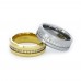 Yellow Gold IP Men's Tungsten Wedding Bands with Cubic Zirconia Eternity Ring